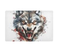 Durable Tapis De Bienvenue Portrait du Loup en Colère Tapis De Bain Facile À Nettoyer Tapi De Sol D'Intérieur pour Couloir Entrée Porte D'Entrée 40X60Cm