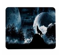 Durable Tapis de Souris Pehede Wolf hurle Pleine Lune Noire Souris de Gaming Mouse Pad 25x30cm pour Les capteurs de Jeu,PC,Jeux