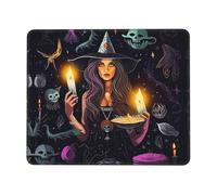Durable Tapis Souris, Magie Sorcière Sorcellerie Bohème Dessin Gamer Mouse Pad Bords Cousus Tapis de Souris Gamer pour PC Les capteurs de Jeu Souris