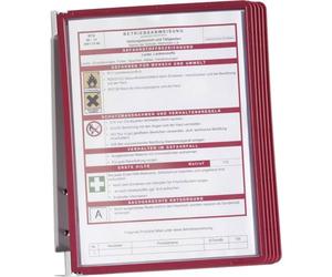 Durable Vario Wall 5 Support Mural A4 avec 5 Plaques, rouge, 555103 | Système de consultation, tableaux en polypropylène, film antireflet pour scanner, 360 x 325 x 260 mm