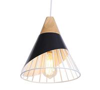 Durable Vintage Industriel Vent Bois Couleur Tête Unique Suspension Lumière Créative Personnalité Bar Hôtel Restaurant Décoration Lustre Mode Fer Forgé Suspension E27 Support De Lampe, Couleur: