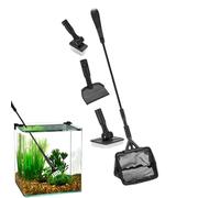 Durabled Aquarium Cleaning Tools, Fish Tank Cleaning Brush with Adjustable Handle, ABS Reusable Algae Scraper Sponge Pad Net Brush for Terrarium Planted Paludarium
