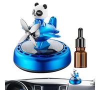 Durabled Solar Car Air Freshener, Panda Airplane Rotating Design, ABS Solar Powered Odor Eliminator, Refillable Long Lasting Car Scent, for Auto Truck Van Use