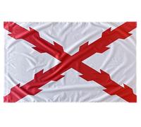 Durabol Drapeau Croix de Bourgogne Empire Espagnol Aigle Bicéphale Croix de Saint André Sacré Cœur Trois Violet 150 x 90 cm Satin Brillant (Bourgogne)