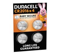 DURACELL 2016 Piles Boutons au Lithium (Lot de 4) 3V, CR2016 | Longue Durée Garantie - Technologie Sécurité Enfant - Pour Clés Électroniques, Télécommandes, Montres Fitness