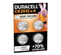 DURACELL 2032 Piles Boutons au Lithium (Lot de 4) 3V, CR2032 | Jusqu'à +70% De Longévité - Technologie Sécurité Enfant - Pour AirTag Apple, Clés, Appareils Maison et Accessoires Médicaux