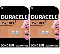 Duracell 357/303 Pile oxyde d'argent 1,55V, Lot de 4 (SR44 / V357/ V303 / SR44W / SR44SW) pour Montres, calculatrices et dispositifs médicaux