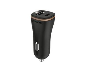 Duracell - Adaptateur d'alimentation pour voiture - 27 watt - 2.4 A - PD - 2 connecteurs de sortie (USB-C, USB) - noir