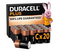 DURACELL C Plus Piles Alcalines (Lot de 20) 1.5V, LR14 | Durée de vie garantie à 100% - Pour Jouets, Lampes De Poche, Radio - 0% Plastique - Conservation 10 Ans