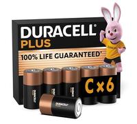 Duracell Plus Piles C (lot de 6) - Alcalines 1,5V - Durée de vie garantie à 100% - Idéales pour les appareils du quotidien - Emballage 0% plastique - Conservation 10 ans - MN1400