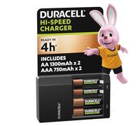 Duracell - chargeur de piles AA et AAA en 4 heures (2 piles AA et 2 piles AAA rechargeables incluses)