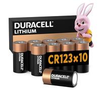 DURACELL CR123 Piles au lithium haute puissance 3V (CR123A / CR17345) (lot de 10) - Puissance longue durée - Pour appareils photos, lampes de poche, détecteurs de fumée