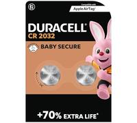 DURACELL CR2032 Piles Boutons au lithium 3V (lot de 2) - Jusqu’à +70 % de longévité - Technologie Sécurité Enfant - Recommandées pour l’AirTag d’Apple - Emballage Sécurité Enfant