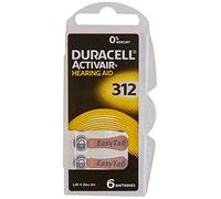 Piles Duracell easytab/activair type 312 pour appareils auditifs zinc air p312 pr41 zl3, lot de 60