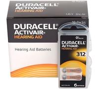 Duracell Easytab/Activair type 312 pour appareils auditifs Zinc Air P312 PR41 ZL3, Lot de 60