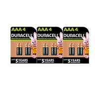 Duracell Lot de 12 piles rechargeables AAA 900 mAh (3 blisters de 4 piles)