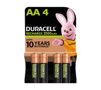 DURACELL Lot de 4 piles AA rechargeables 2500 mAh, NiMH, pré-chargées