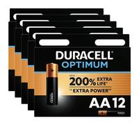 Duracell Lot de 5 Packs 12 Piles Alcalines Optimum MN1500 AA LR6 200% ExtraLife