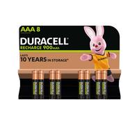 DURACELL Lot de 8 piles AAA rechargeables, 900 mAh, NiMH, pré-chargées