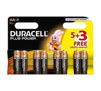 Duracell MN1500 Plus Power Alkaline Battery AA Size, 5 + 3 Free Batteries