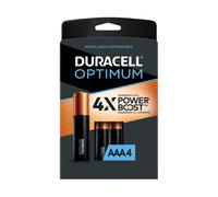 Duracell Optimum AAA Batteries | Lot de 4 Batteries d'alimentation Triple A | Batterie alcaline AAA idéale pour Les appareils domestiques et de Bureau | Emballage refermable pour Stockage