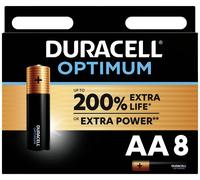DURACELL Optimum Piles AA (Lot de 8) - Piles Alcalines 1,5V - +200 % d’actifs Power Boost - Répondent aux exigences des appareils modernes-100 % Recyclables, 0 % de plastique dans l’emballage-MX1500