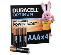 DURACELL Optimum Piles AAA (Lot de 4) - Piles Alcalines 1,5V - +200 % d’actifs Power Boost - Répondent aux exigences des appareils modernes-100 % Recyclables, 0 % de plastique dans l’emballage-MX1500
