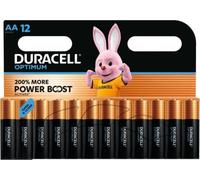 DURACELL Optimum Piles AA (Lot de 12) - Piles Alcalines 1,5V - +200 % d’actifs Power Boost - Répondent aux exigences des appareils modernes-100 % Recyclables, 0 % de plastique dans l’emballage-MX1500