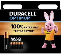 DURACELL Optimum Piles AAA (Lot de 8) - Piles Alcalines 1,5V - +200 % d’actifs Power Boost - Répondent aux exigences des appareils modernes-100 % Recyclables, 0 % de plastique dans l’emballage-MX2400