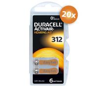 Duracell piles auditives type 312 (marron) - pack économique de 20 x 6 pièces