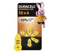 Duracell Piles auditives ZA 10 / PR70 – 1,45 V 100 mAh zinc‑air – 6 pièces