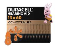 Duracell Piles pour appareils auditifs taille 13 (lot de 60) +50 % de longévité, installation facile, emballage 100 % recyclable, conservation garantie 4 ans