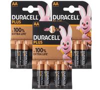 Duracell Plus AA Alkaline Mignon LR6 MN1500 Batterie 1,5V 3 X 4er Blister