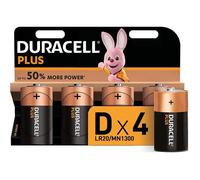 Duracell Plus, Lot De 4 Piles Alcalines Type D 1,5 Volts, Lr20 Mn1300