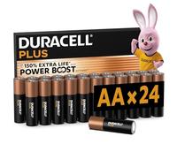 DURACELL Plus Piles AA (Lot de 24) - Piles Alcalines 1,5 V-Durent jusqu’à 150 % plus longtemps grâce aux Actifs POWER BOOST-Fiable pour vos Appareils du Quotidien-Emballage 0 % Plastique -MN1500
