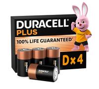 Duracell Plus Piles D (lot de 4) - Alcalines 1,5V - Durée de vie garantie à 100% - Idéales pour les appareils du quotidien - Emballage 0% plastique - Conservation 10 ans - LR20 MN1300