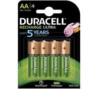 Duracell Recharge Ultra Piles Rechargeables type AA 2500 mAh, Lot de 4 piles