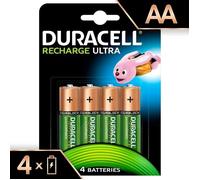 Duracell Recharge Ultra Piles Rechargeables type AA 2500 mAh, Lot de 4 piles