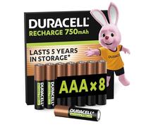 Duracell Rechargeables Piles AAA (lot de 8 piles), 750 mAh NiMH, 1000 recharges, pré-chargées, Puissance longue durée, un packaging recyclable 0% plastique