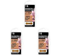 Duracell Set de 6 Piles Auditives Zinc-Air Type 312 (Lot de 3)