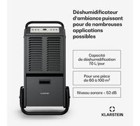 DuraDry 70 L Déshumidificateur | 70 L/jour | 60-100 m² | inoxydable | mobile | 450 m³/h