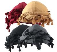 Durag Turban pour les hommes, Tassel Satin bordée de turban pour hommes, 2pcs modal à bord à bord du dôme enveloppe de tête, vintage Hip-hop Turban Head Wrap, Turban Durag à l'épreuve du pour