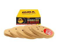 Duragold Premium - Grain 320-12,7 cm Doré Disques abrasifs - 8 Holes antipoussière à finition Crochet et boucle pour DA ponceuse - Boîte de 50 disques abrasifs de finition pour menuiserie ou