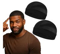 Durags 3 pièces pour Homme Wave, (Lot de 2) - Noir, 2 Count (Pack of 1)