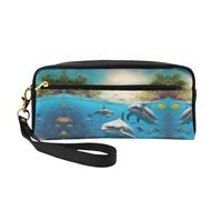 DURAGS Trousse de maquillage portable à imprimé animal de la ferme, la petite trousse de maquillage parfaite pour les voyages, Dauphins Tortue de mer Requin Pieuvre Corail, One Size