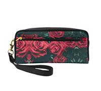 DURAGS Trousse de maquillage portable avec imprimé tournesol, la petite trousse de maquillage parfaite pour les voyages, Motif roses - Rouge, One Size