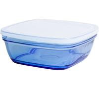 Duralex Collection Freshbox |Boite de Conservation Alimentaire carrée Bleu Marine avec Couvercle 1,15L|1 Unité|Verre Ultra résistant aux Rayures,OK Micro-Ondes,Lave-Vaisselle, Made in France