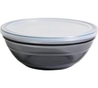 Duralex Collection Freshbox¬|Boite de Conservation Alimentaire Ronde Gris avec Couvercle 1,59L|1 Unité|Verre Ultra résistant aux Rayures, Compatible Micro-Ondes,Lave-Vaisselle, Made in France