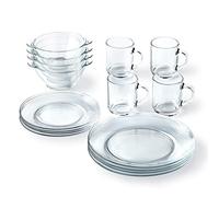 Duralex® - Idéal 1er équipement de 16 pièces - Assiette Plate 23,5cm, à dessert 19cm, Mug à café 26 ol -Ultra Résistant aux Rayures,Micro-ondes et Lave-Vaisselle, Made in France