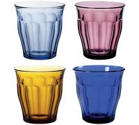 Duralex® - Coffret de 4 Verres en Verre Trempé 25 cl (Vermeil/Marine/Saphir/prune) - Collection Le Picardie® Élégants et Polyvalents - Fabrication Française